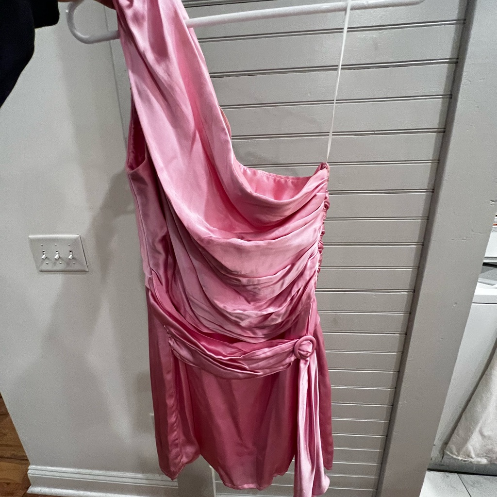 Amanda Uprichard Pink One Shoulder Mini Dress